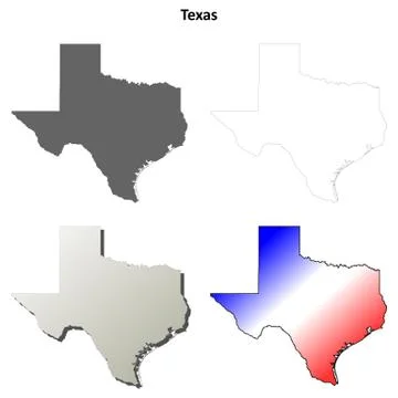 Texas outline map set Stock Illustration