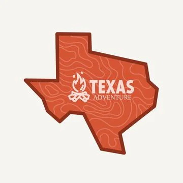 Texas Outline Map with Wood Pattern and Bonfire 스톡 일러스트