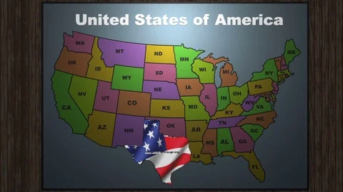 Texas pull out from USA states abbreviations map Video stock 80598935