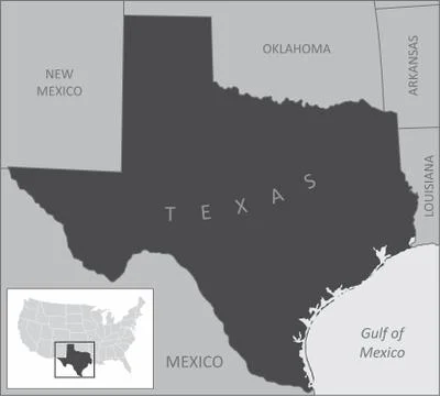 Texas region map Stock Illustration