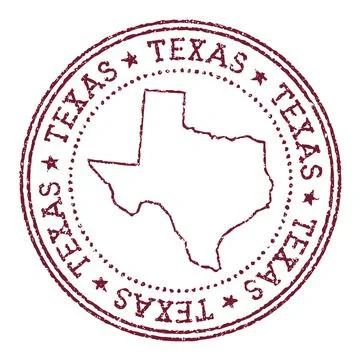 Texas round rubber stamp with us state map. Vintage red passport stamp with.. イラスト素材