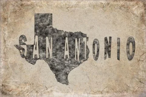 Texas San Antonio Map and Lettering Design Stock Photos