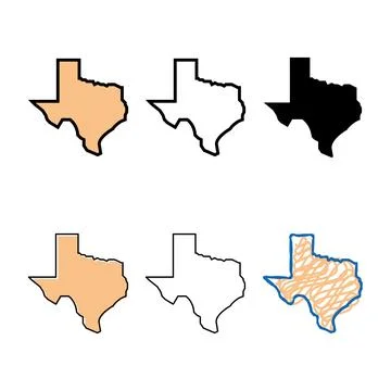 Texas set state color icon vector Stock Illustration