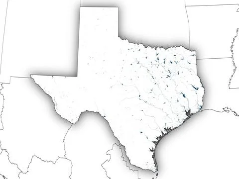 Texas shape with state borders, white map イラスト素材