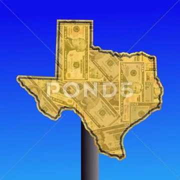 Texas sign with cash Stock Illustration