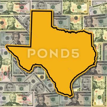 Texas sign with dollars Stock Illustration