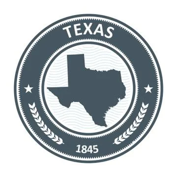 Texas stamp with state map silhouette Stock Illustration