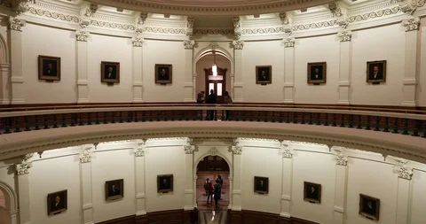 Texas State Capital balcony view interior floors tourists 4K Stock Footage 102661450