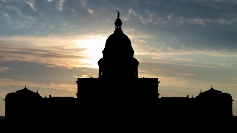 Texas State Capitol in Austin, Time Lapse at Sunrise with Beautiful Sky, USA Stock Footage 289607053
