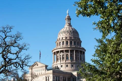 Texas State Capitol Dome with Trees Stock Photos