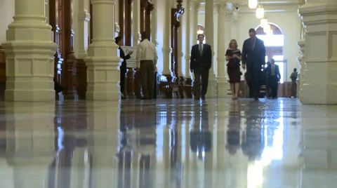 Texas State Capitol Interior Hallway Capital Stock Footage