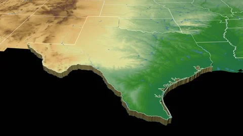 Texas state extruded on the physical map of the USA isolated on black Stock Footage 45726884
