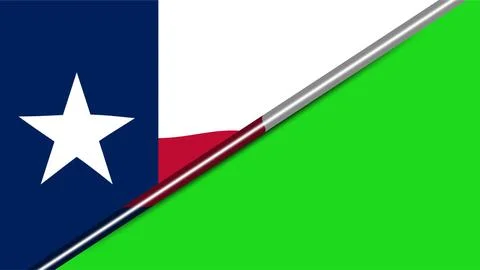 Texas State Flag Diagonally Split with Green Screen Background for Video Ed.. Stock Illustration