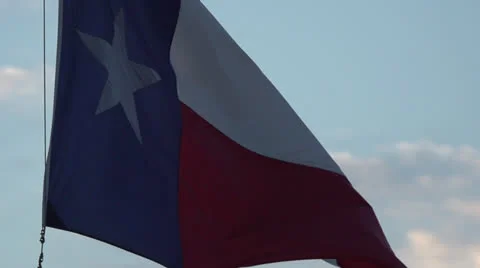 Texas State Flag Waving in the Wind Slow Motion HD Video Stock Footage 25980308