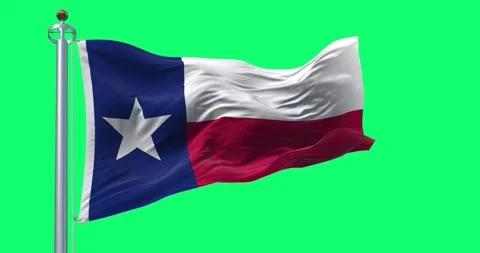 Texas state flag waving in the wind isolated on green background Stock Footage 276498904