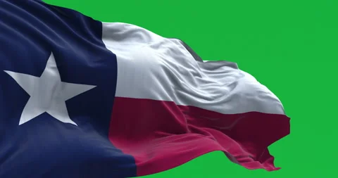 Texas state flag waving in the wind isolated on green background Stock Footage 339653289