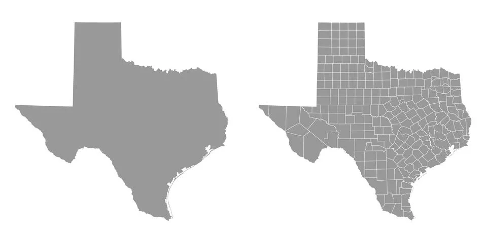 Texas state gray maps. Vector illustration. Stock Illustration