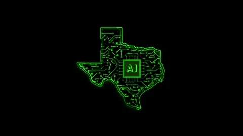 Texas State Map AI Chipset Technology Opener Stock Footage 337093252