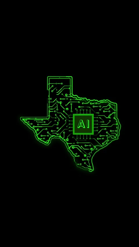 Texas State Map AI Chipset Technology Opener Stock Footage 337184491
