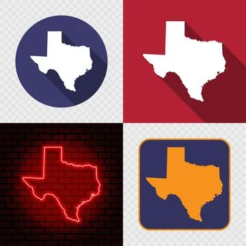 Texas State Map Icons Set, USA Silhouette Collection in Flat, Minimal and N.. Stock Illustration