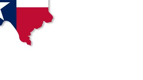 Texas State Map Outline with Lone Star Flag Pattern on White Background. Stock Illustration