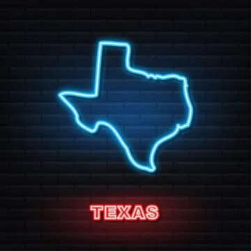 Texas state map outline neon icon. Vector illustration. Stock Illustration