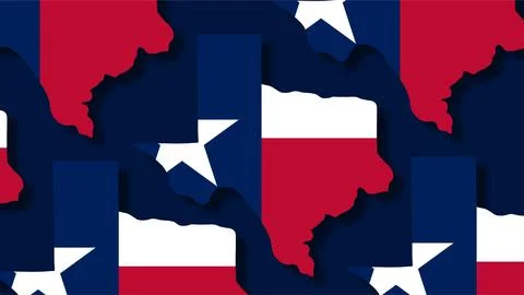 Texas State Map Pattern with Lone Star Flag Colors Red White and Blue Graph.. Stock Illustration