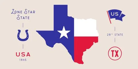 Texas state map silhouette, lone star state symbol Stock Illustration