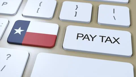 Texas State Pay Tax 3D Illustration. Flag of State Stock Illustration