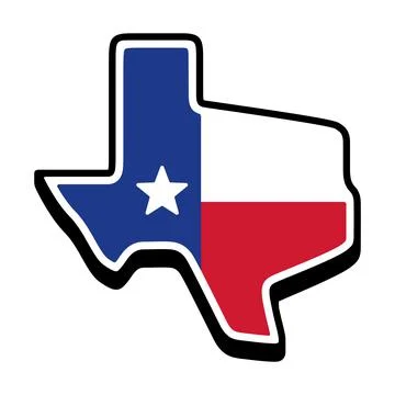 Texas state shape sticker with Texas flag Stock Illustration