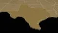 Texas state (USA) extruded on the elevation map isolated on black. 4k or 4k+ Resolution
