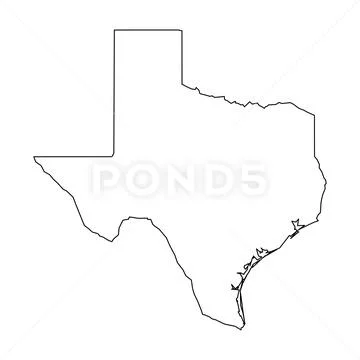 Texas, state of USA - solid black outline map of country area. Simple flat Stock Illustration