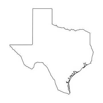 Texas, state of USA - solid black outline map of country area. Simple flat Stock Illustration