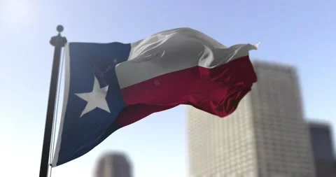 Texas state waving flag on blurry background, USA state news illustration Stock Footage