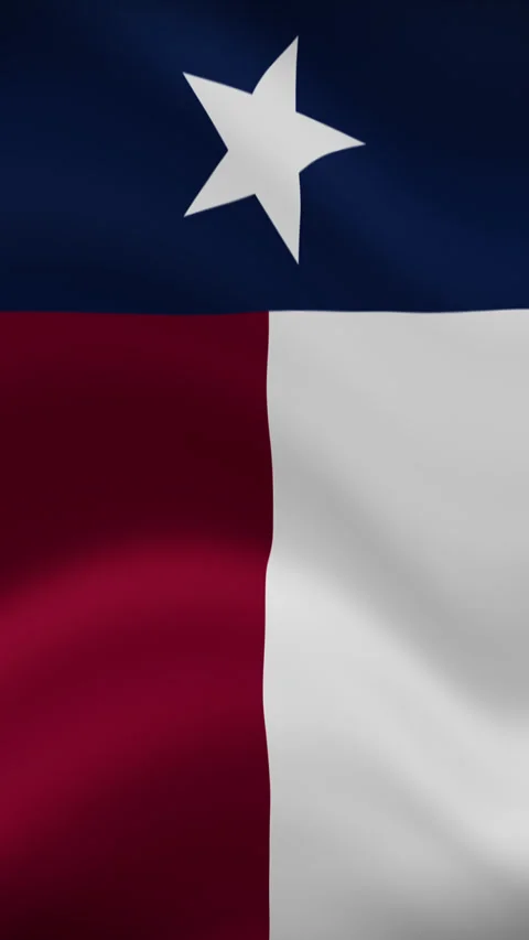 Texas State Waving Flag in Vertical Orientation – Realistic Loop Animation Stock Footage 294949222