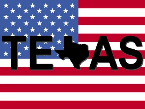 Texas text with map Stock Illustration