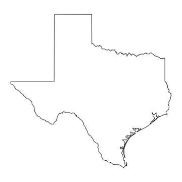 Texas TX State Border USA Map Outline Stock Illustration