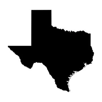 Texas TX State Border USA Map Solid 库存插图