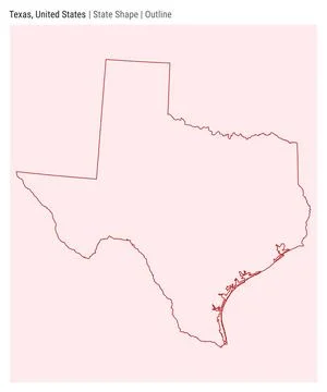 Texas, United States. Simple vector map. State shape. Outline style. Border.. Stock Illustration