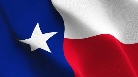Texas US State flag waving on wind. Stock Illustration