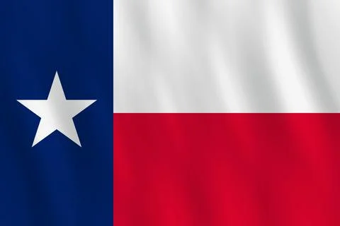 Texas US state flag with waving effect, official proportion. Stock Illustration