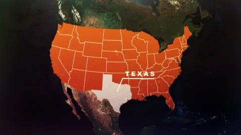 Texas US State Satellite Map Animation V1 Stock Footage 304113409
