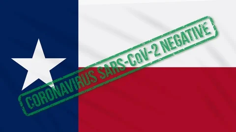 Texas US state swaying flag with green stamp of freedom from coronavirus, loop 스톡 동영상 128227428