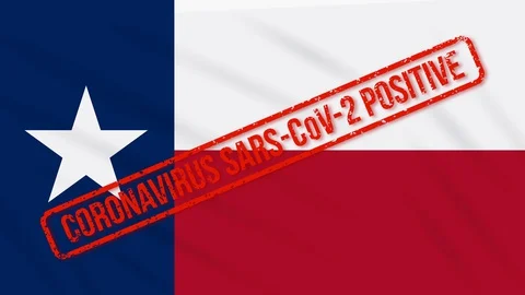 Texas US state swaying flag stamped with positive response to COVID-19, loop 스톡 동영상 130040027
