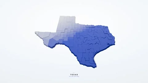 Texas USA 3D isometric state map with county borders rotating on a clean white Stock Footage 340404642