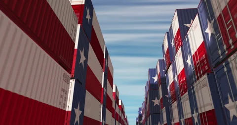 Texas USA export cargo containers in row endless Stock Footage 346258766