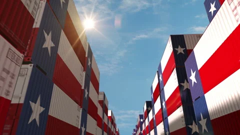 Texas USA export cargo containers in row endless Stock Footage 346258769