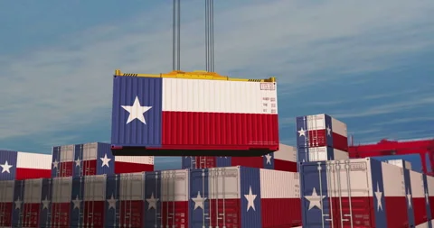 Texas USA export containers cargo crane loading Stock Footage 346306001