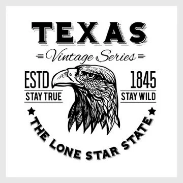 Texas - vintage typography with a Eagle Head Stock Illustration