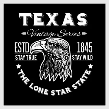 Texas - vintage typography with a Eagle Head Stock Illustration